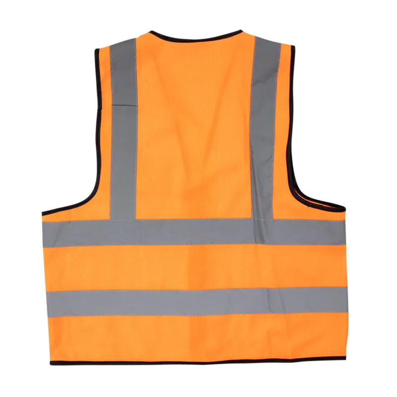 PIONEER SAFETY Vest Reflective Fluorescent Orange Zip Pocket X/Large