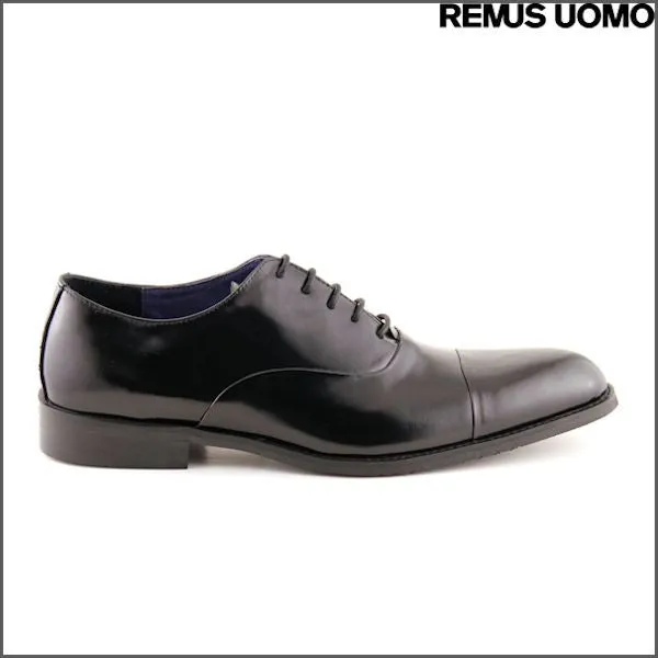 Remus Uomo Black Leather Oxford Black Shoe>>