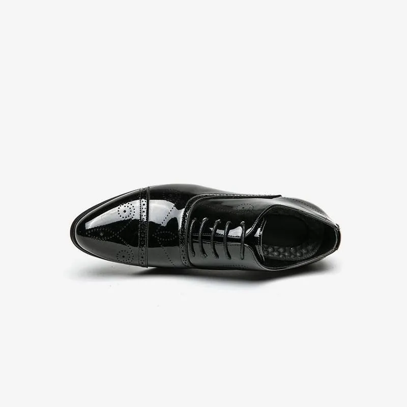 Retro Breathable Shoes Patent Leather Heels