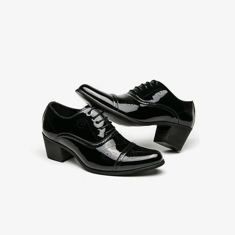 Retro Breathable Shoes Patent Leather Heels