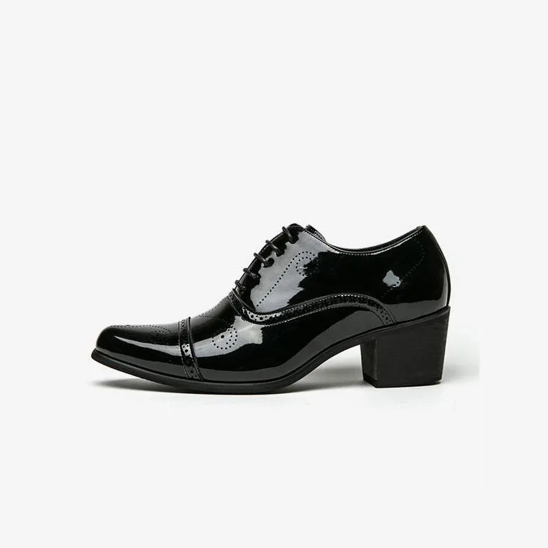 Retro Breathable Shoes Patent Leather Heels