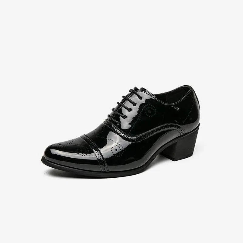 Retro Breathable Shoes Patent Leather Heels