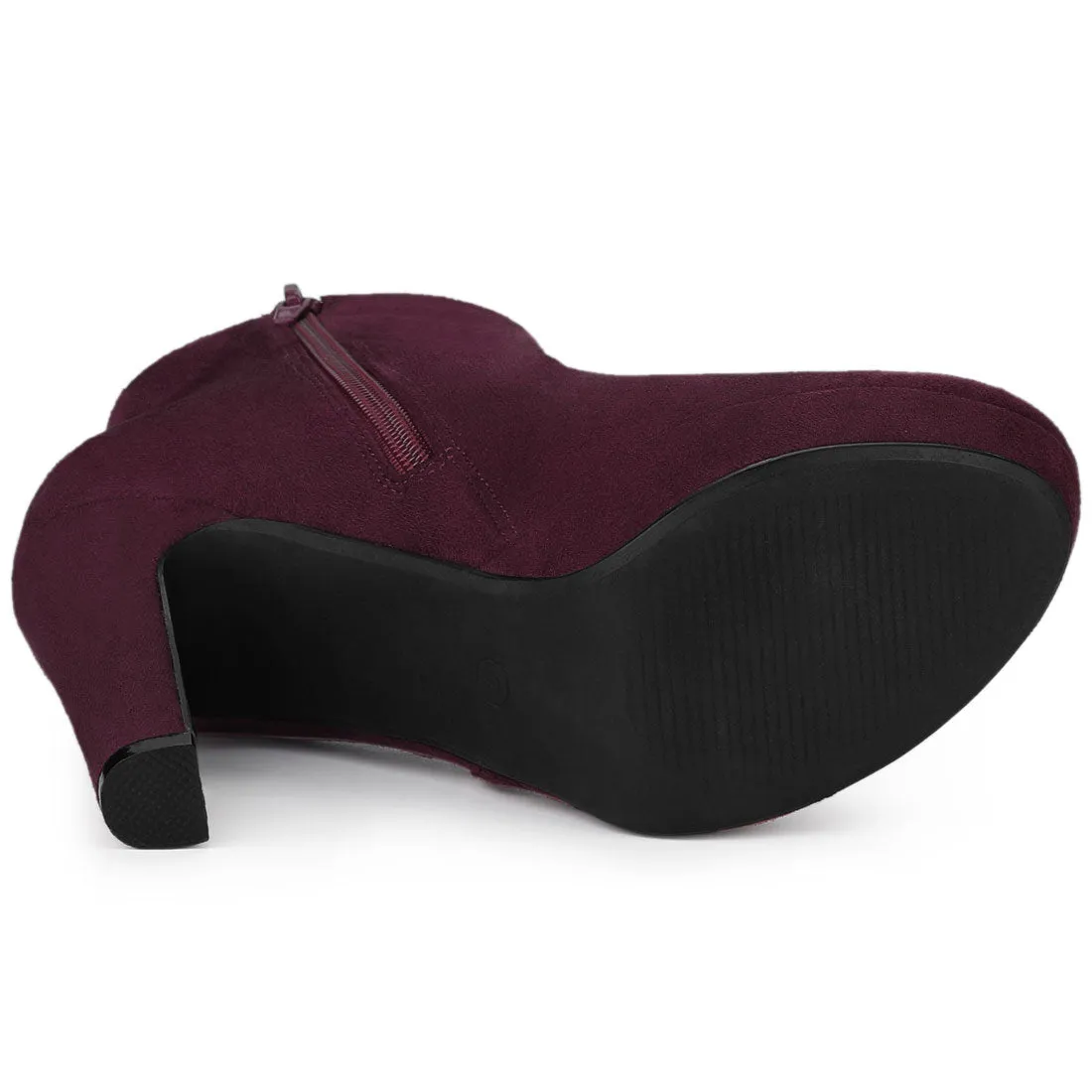 Round Toe Chunky High Heel Platform Ankle Boots