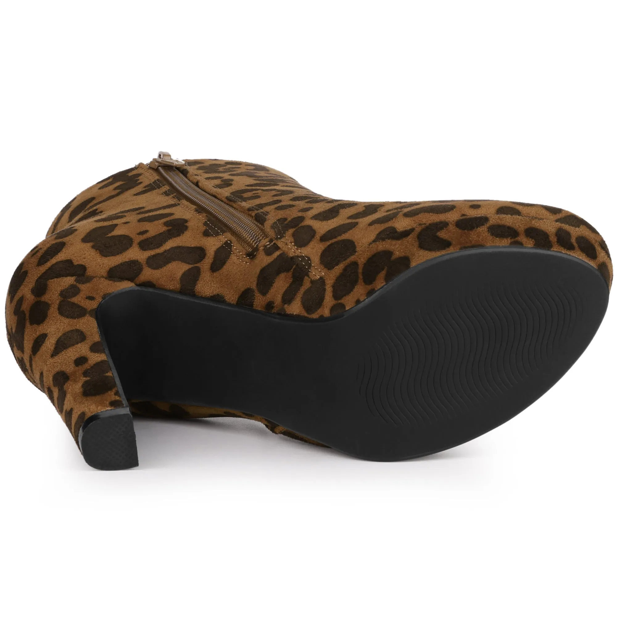Round Toe Chunky High Heel Platform Ankle Boots