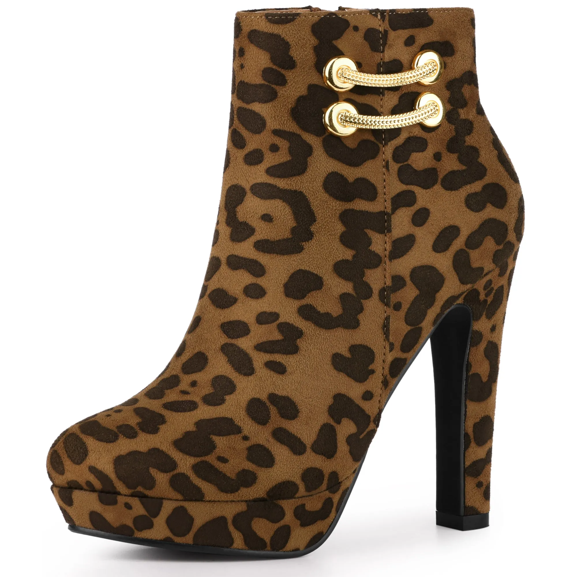 Round Toe Chunky High Heel Platform Ankle Boots