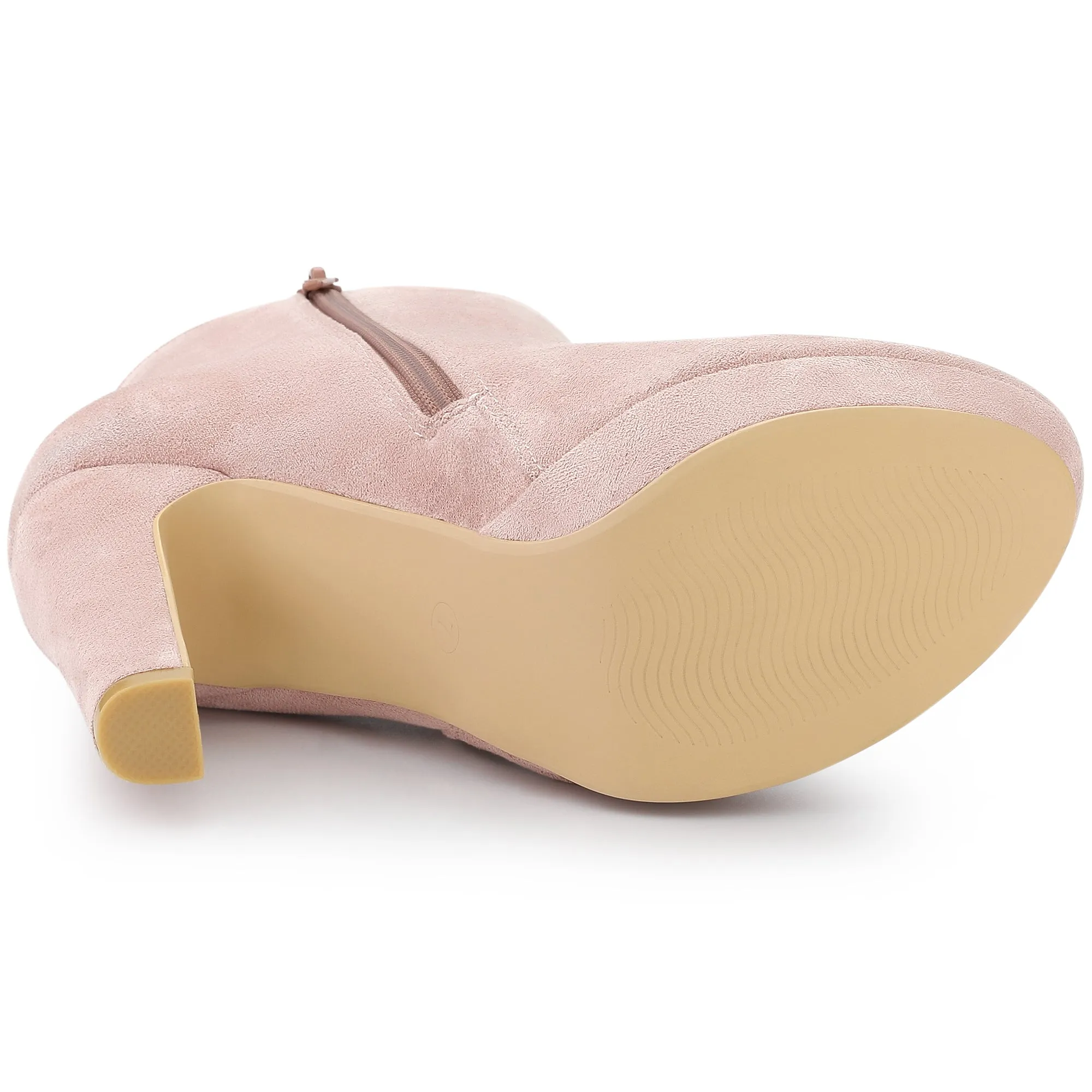Round Toe Chunky High Heel Platform Ankle Boots
