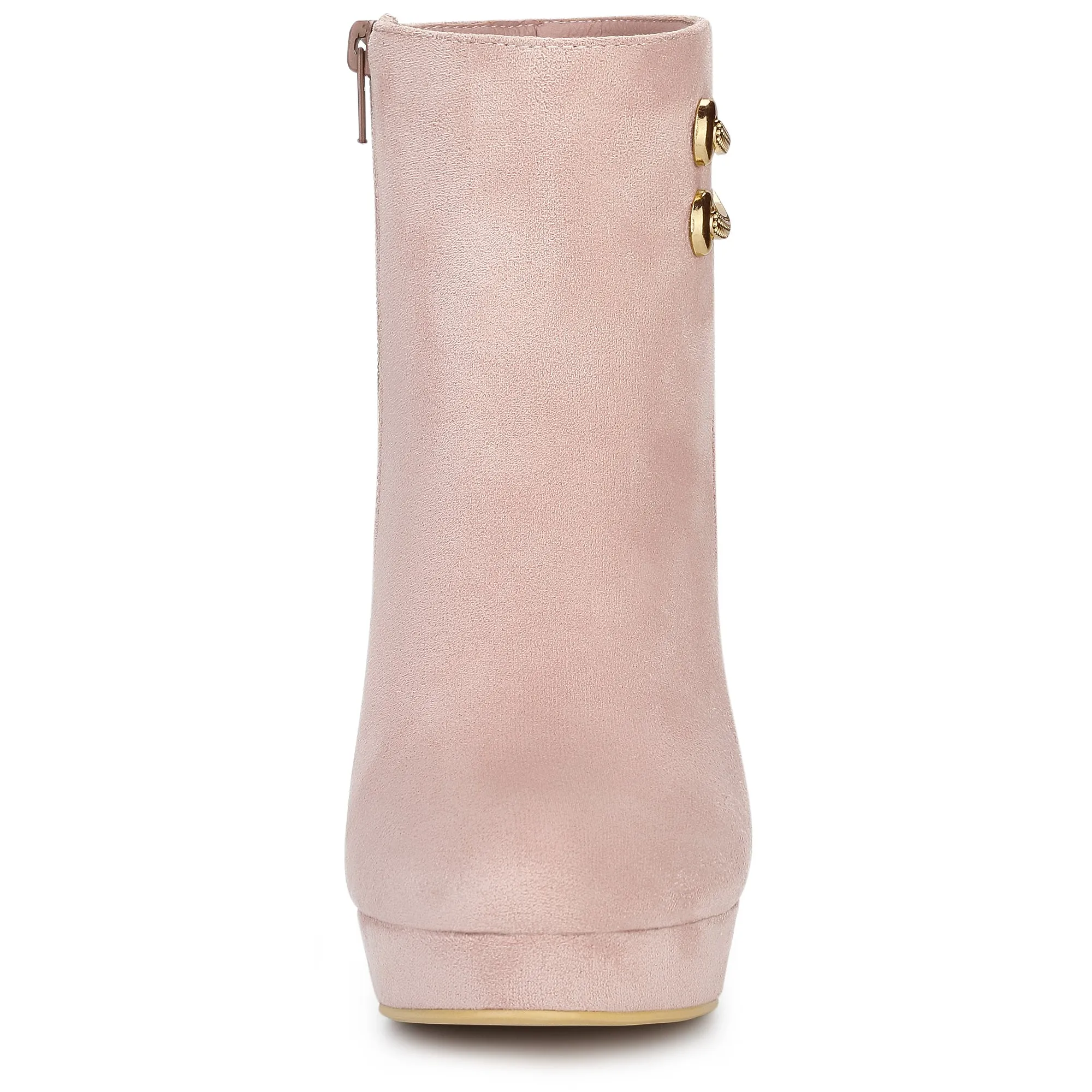 Round Toe Chunky High Heel Platform Ankle Boots