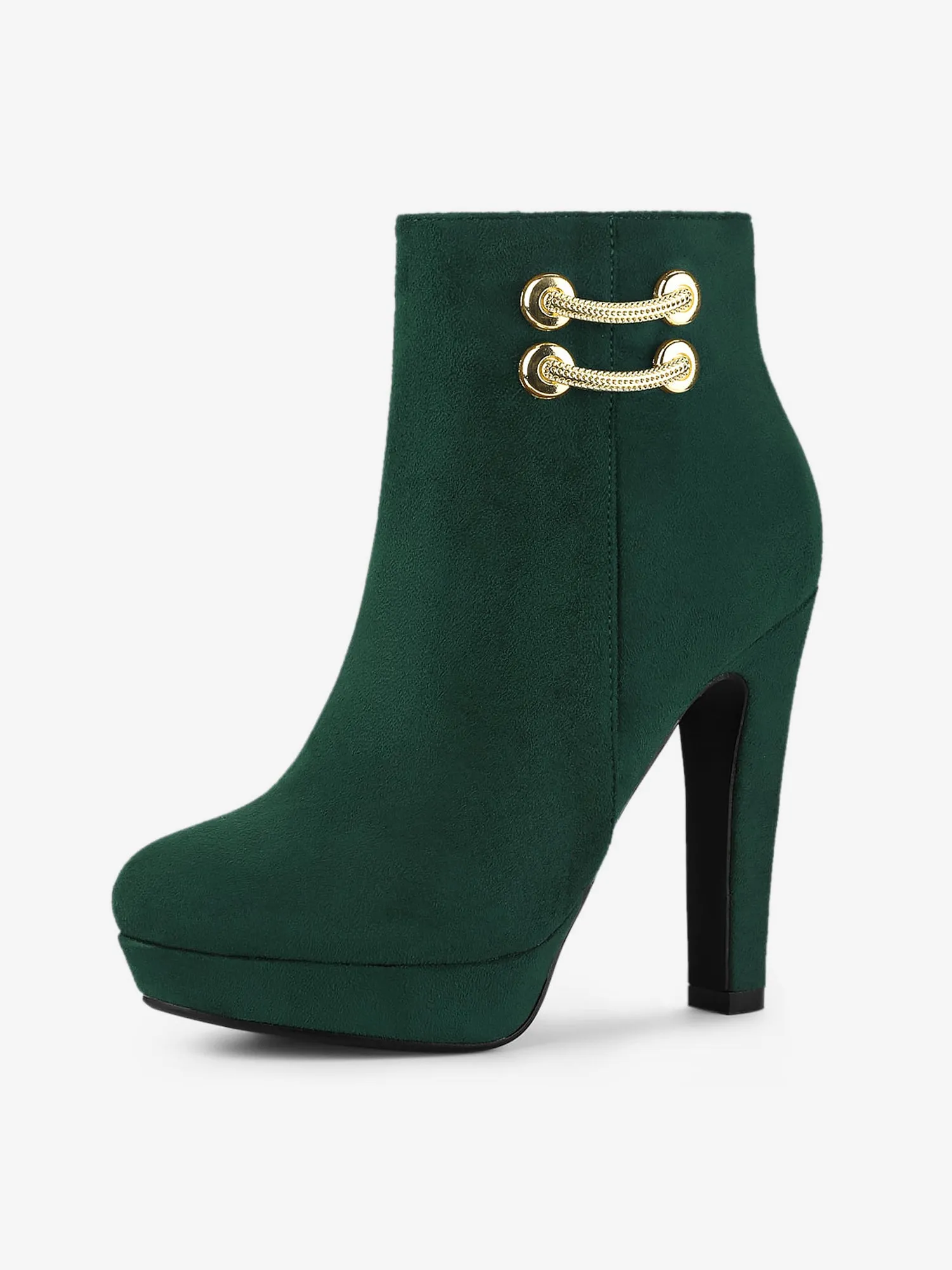 Round Toe Chunky High Heel Platform Ankle Boots