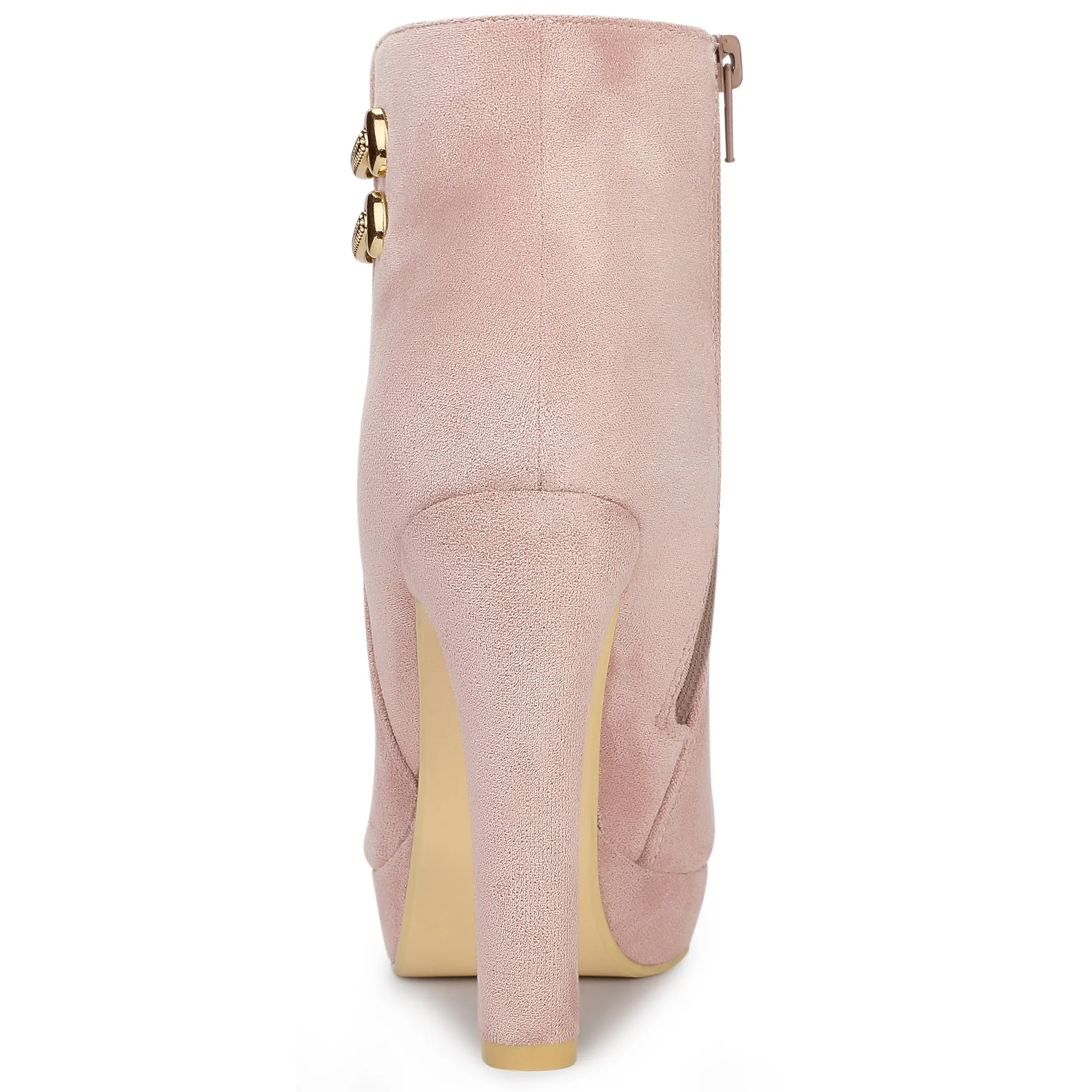 Round Toe Chunky High Heel Platform Ankle Boots