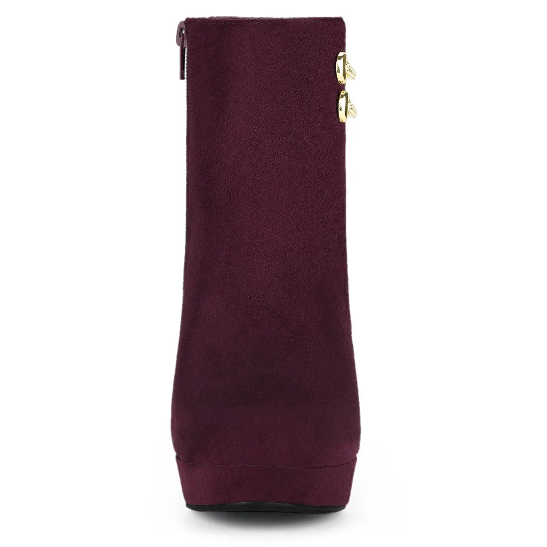 Round Toe Chunky High Heel Platform Ankle Boots