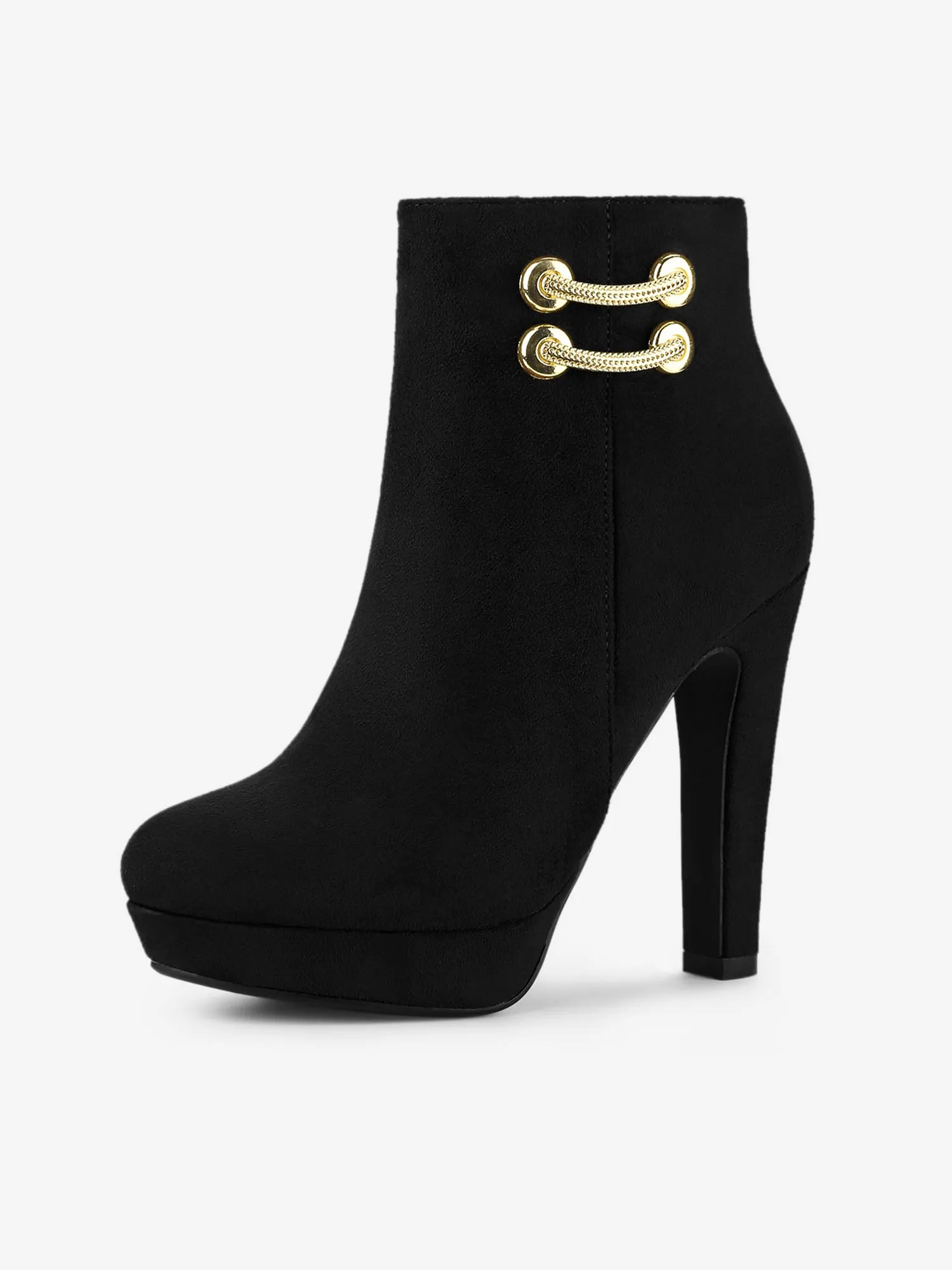 Round Toe Chunky High Heel Platform Ankle Boots