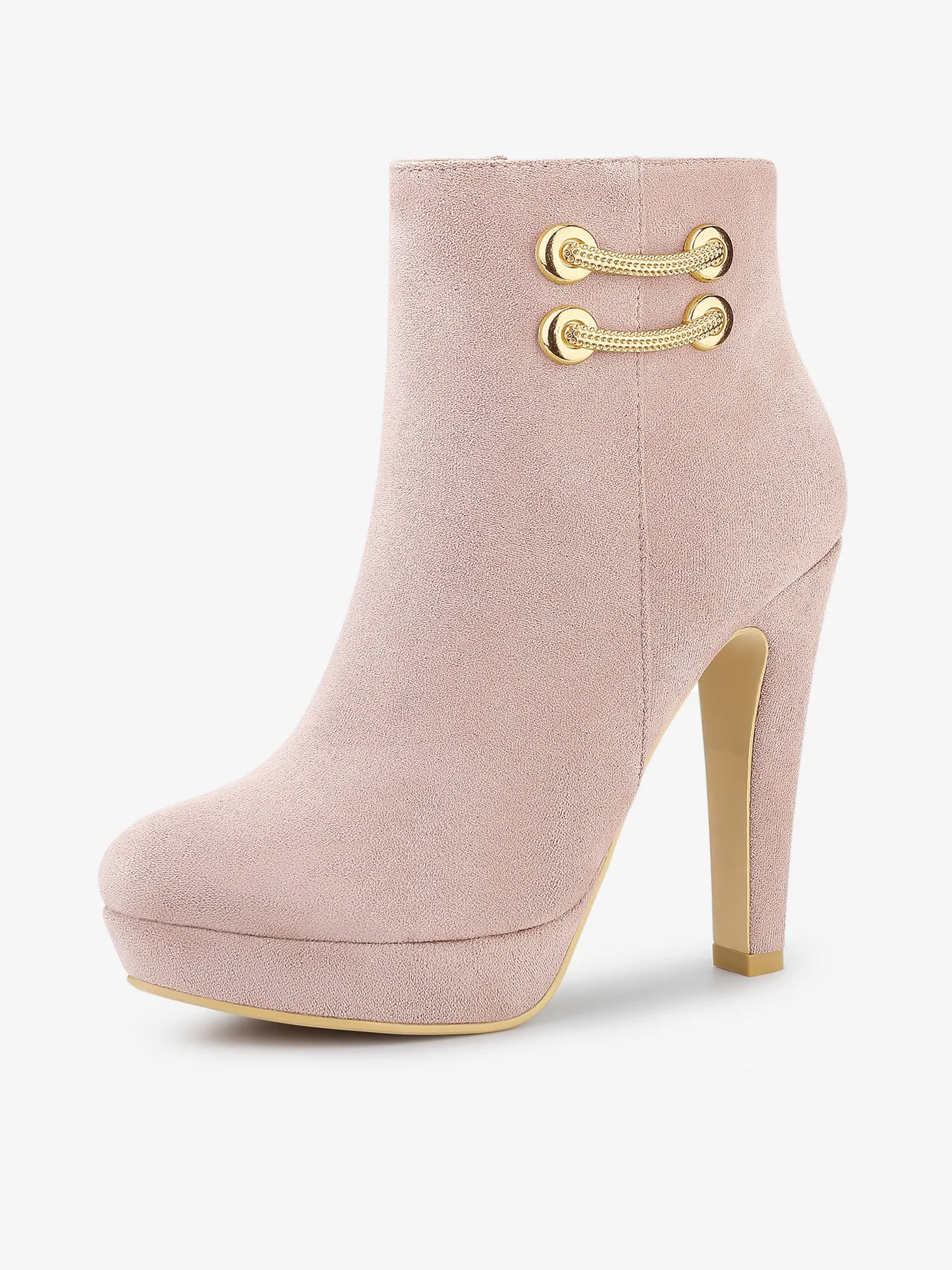 Round Toe Chunky High Heel Platform Ankle Boots