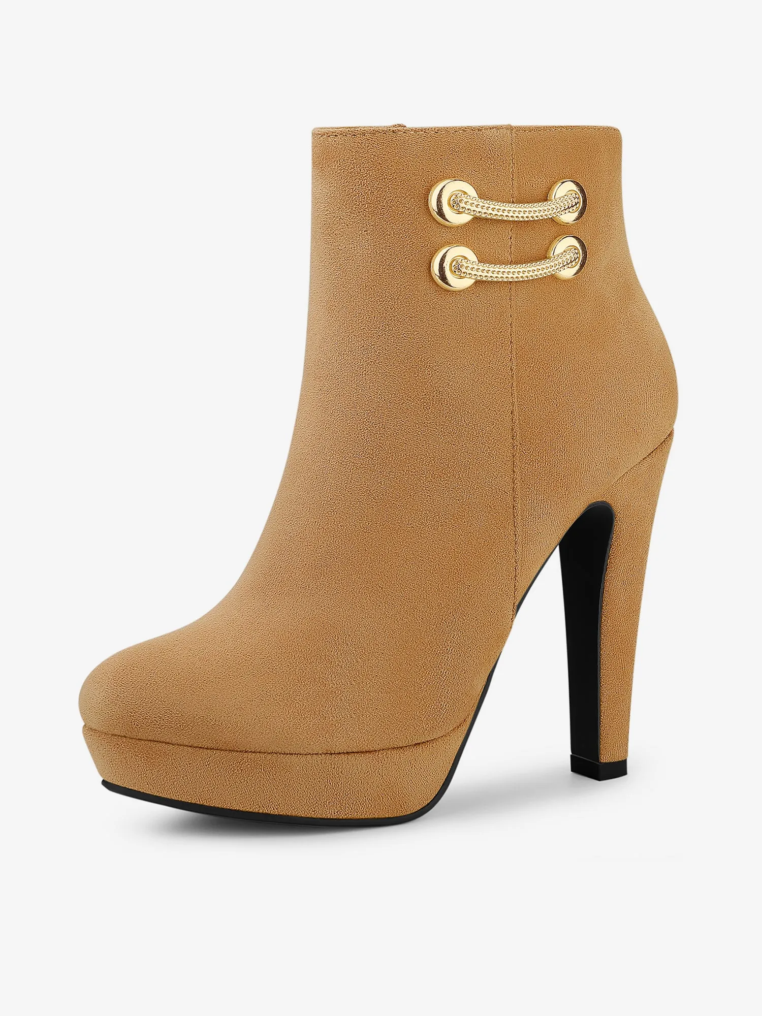 Round Toe Chunky High Heel Platform Ankle Boots