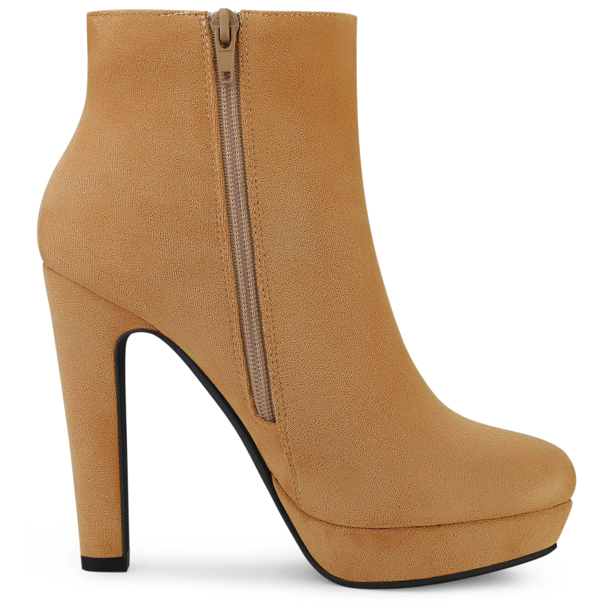 Round Toe Chunky High Heel Platform Ankle Boots