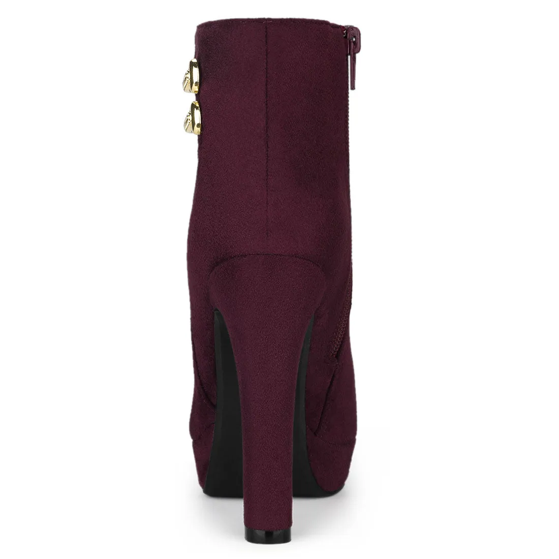 Round Toe Chunky High Heel Platform Ankle Boots
