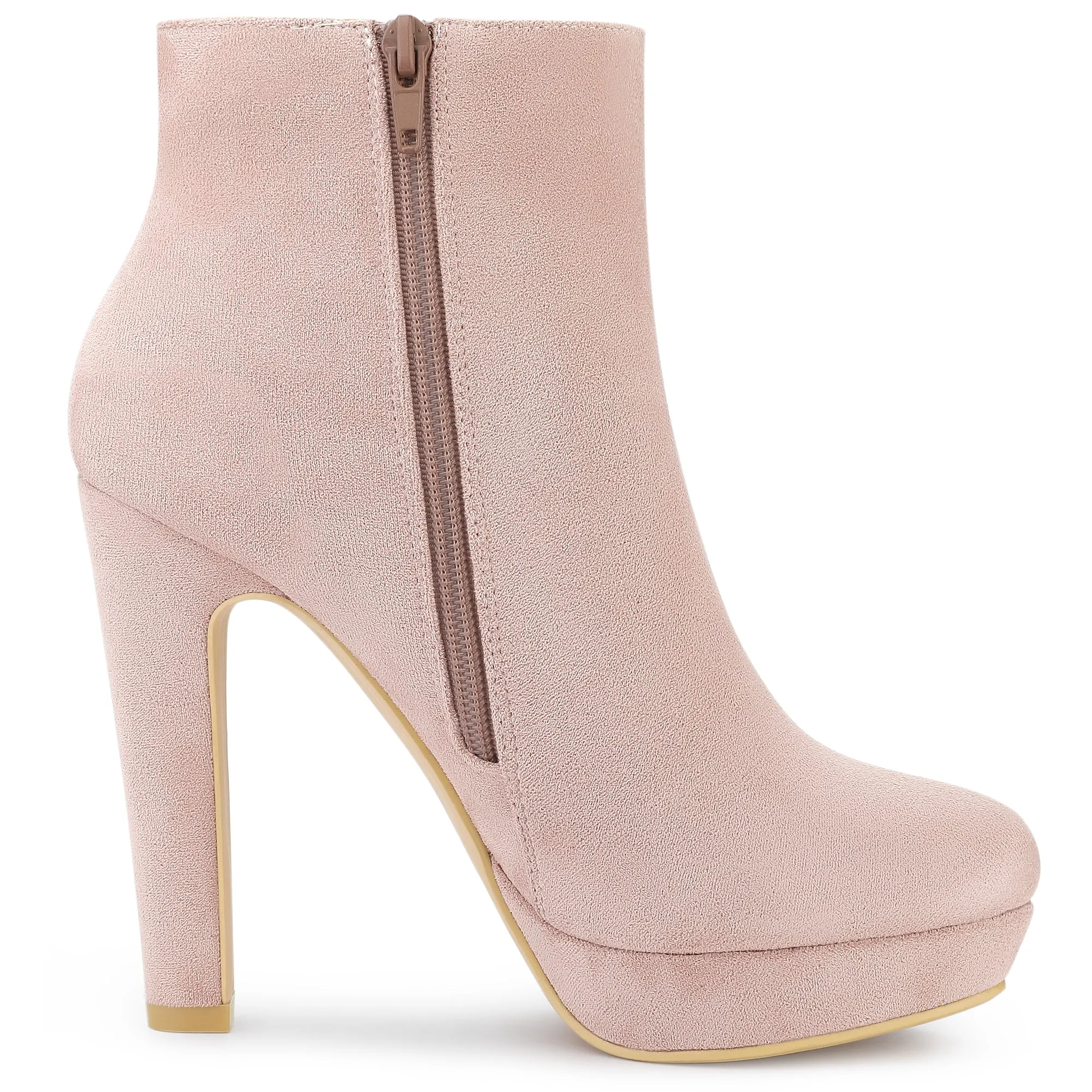 Round Toe Chunky High Heel Platform Ankle Boots