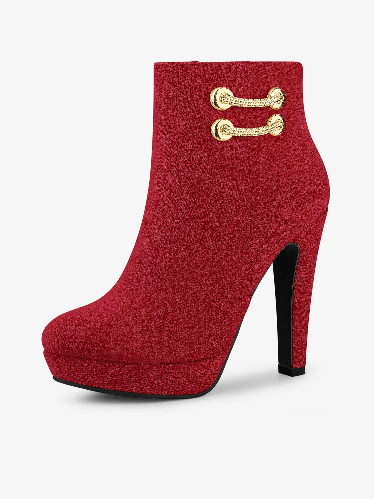 Round Toe Chunky High Heel Platform Ankle Boots