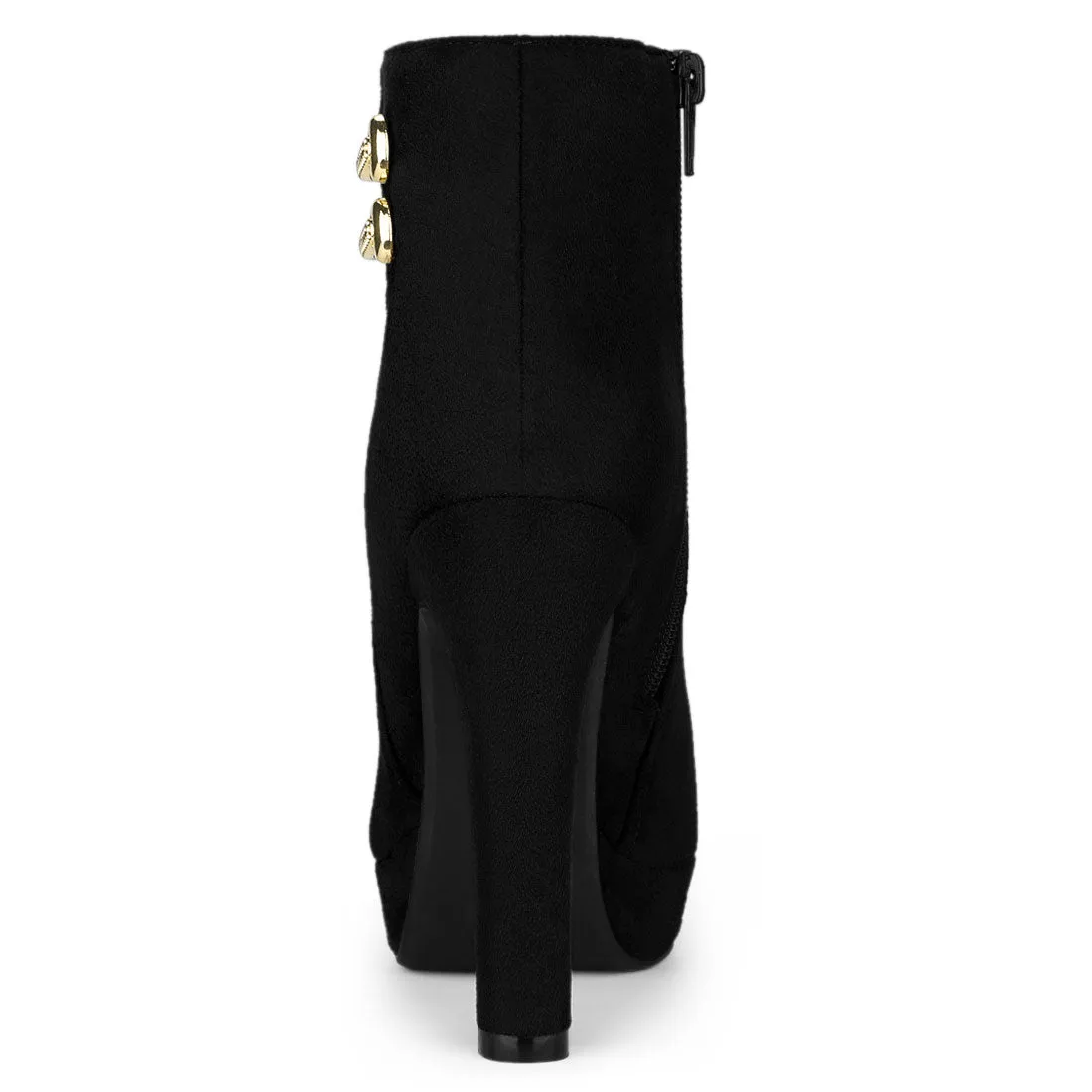 Round Toe Chunky High Heel Platform Ankle Boots
