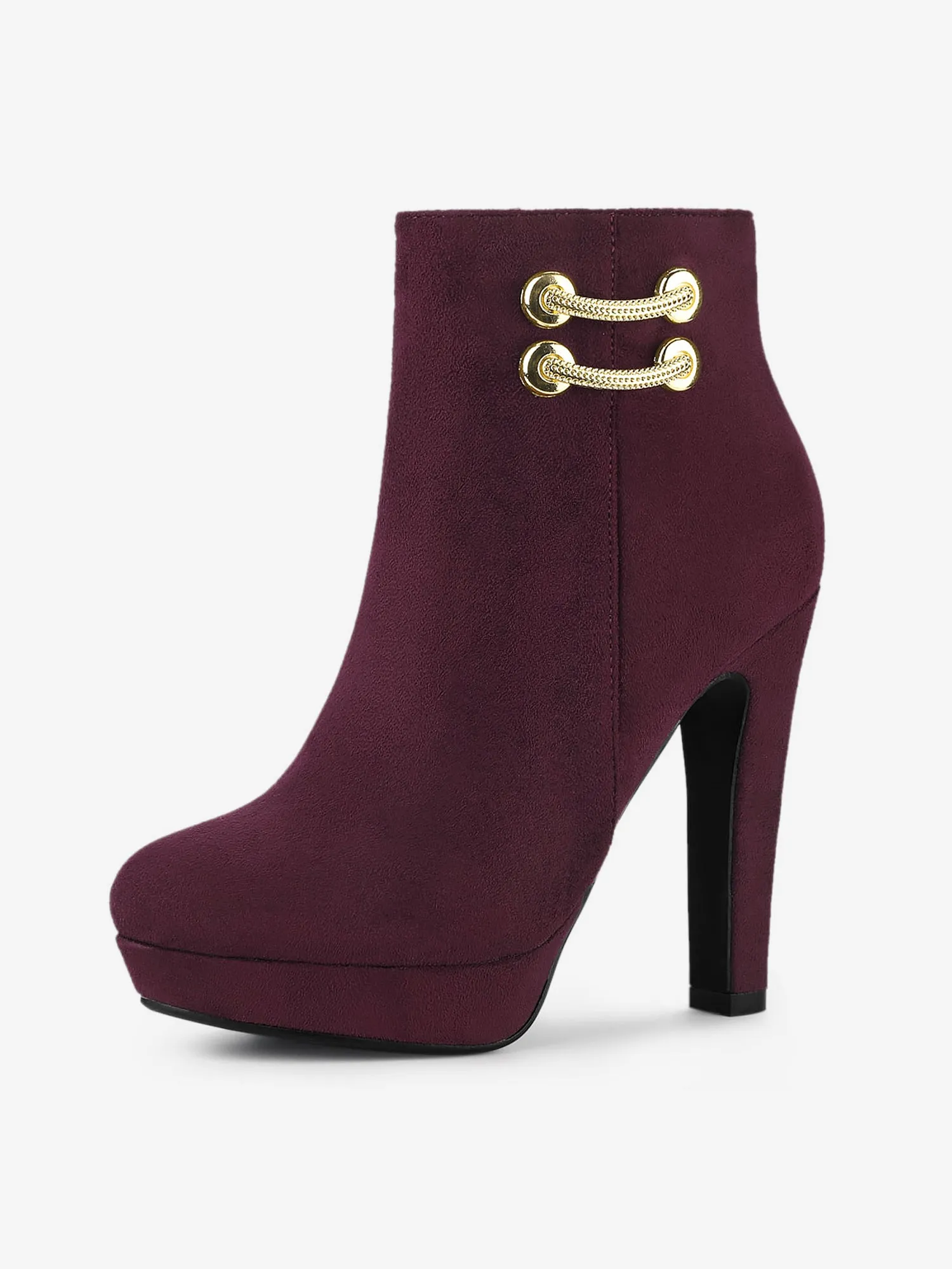 Round Toe Chunky High Heel Platform Ankle Boots