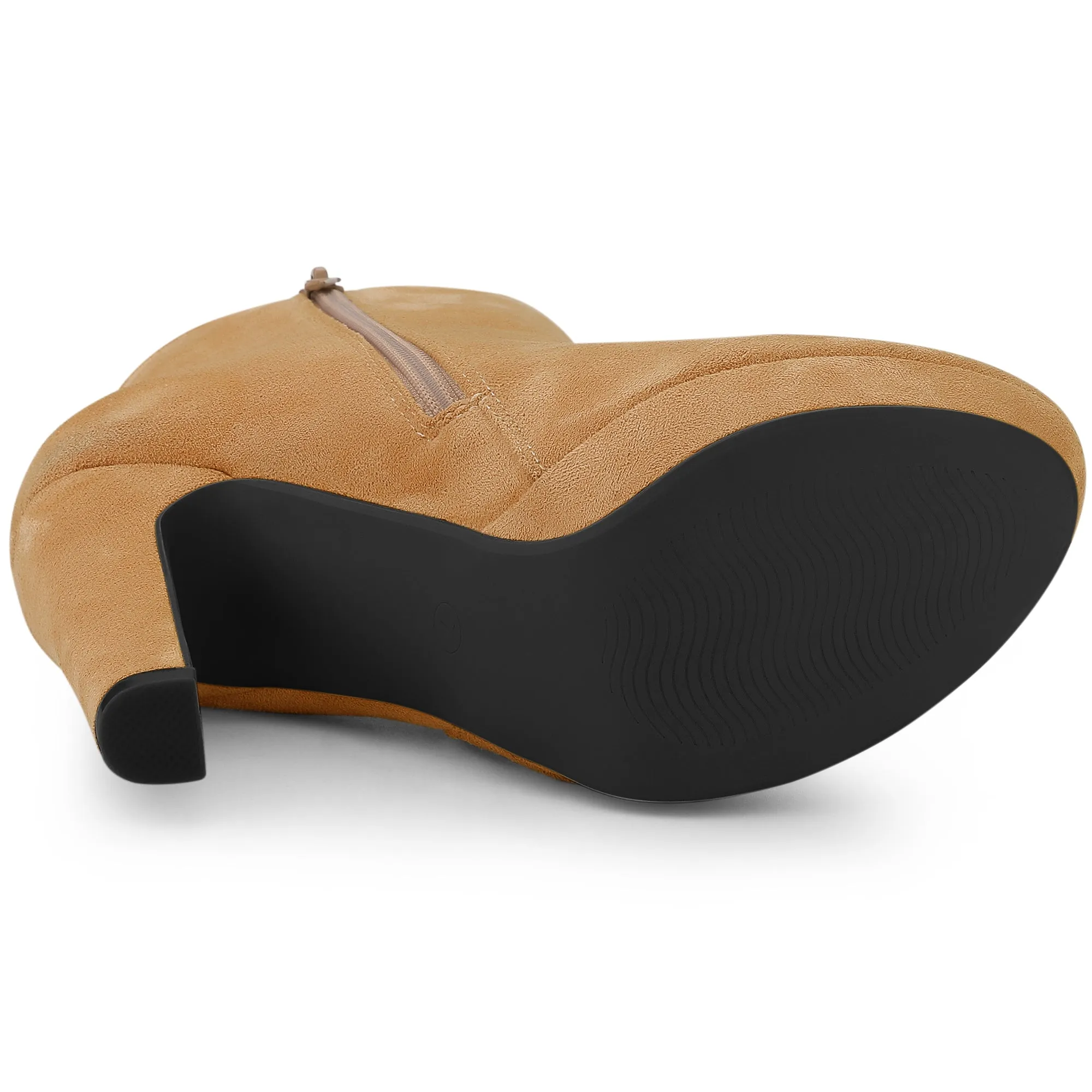 Round Toe Chunky High Heel Platform Ankle Boots
