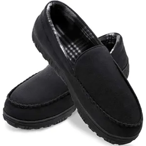 shoeslocker Mens Slippers Size 10 Memory Foam House Shoes Black