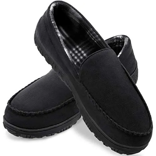 shoeslocker Mens Slippers Size 10 Memory Foam House Shoes Black