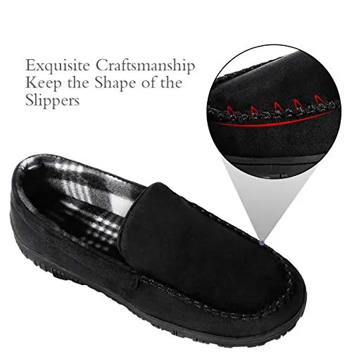 shoeslocker Mens Slippers Size 10 Memory Foam House Shoes Black