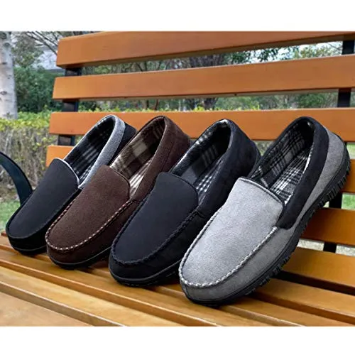 shoeslocker Mens Slippers Size 10 Memory Foam House Shoes Black