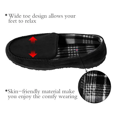 shoeslocker Mens Slippers Size 10 Memory Foam House Shoes Black