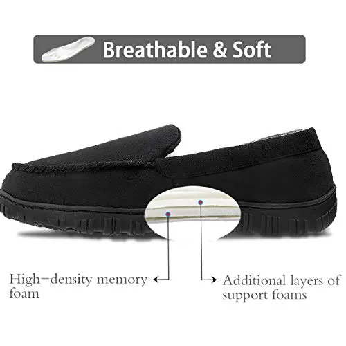 shoeslocker Mens Slippers Size 10 Memory Foam House Shoes Black