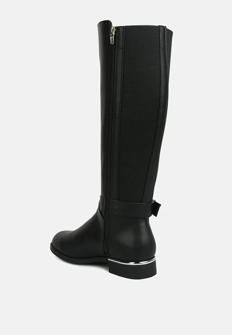 Snowd belt embellished knee high boots