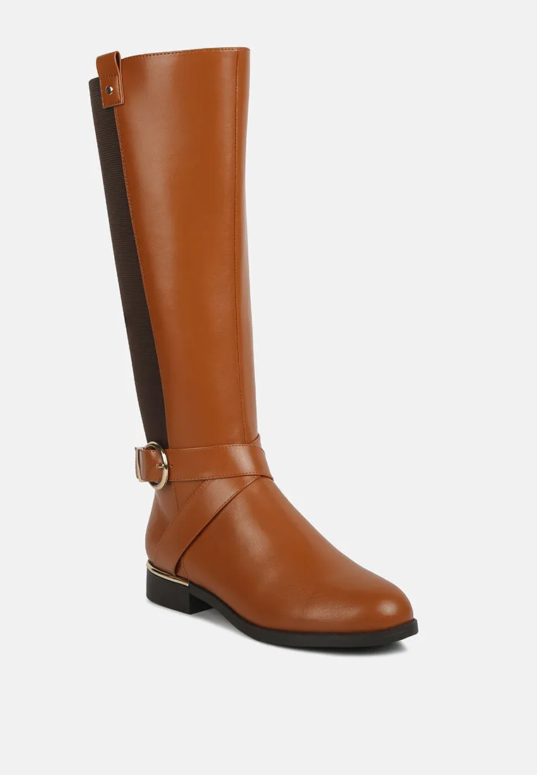 Snowd belt embellished knee high boots