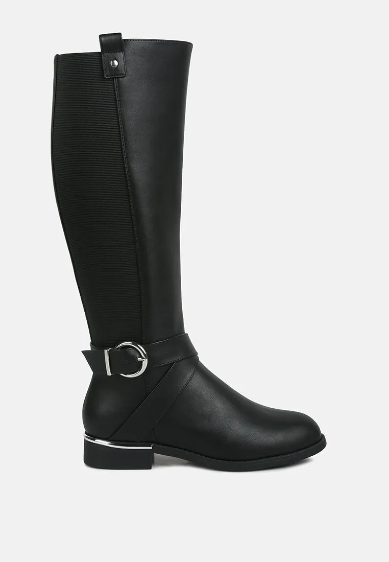 Snowd belt embellished knee high boots