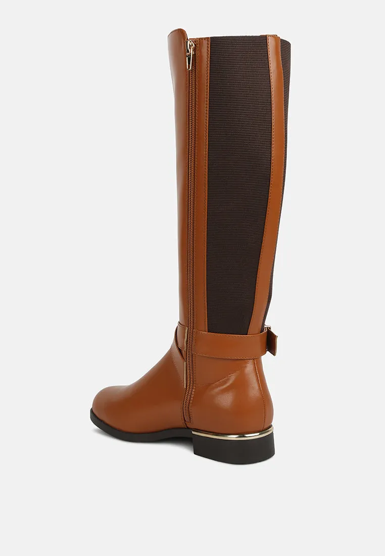Snowd belt embellished knee high boots