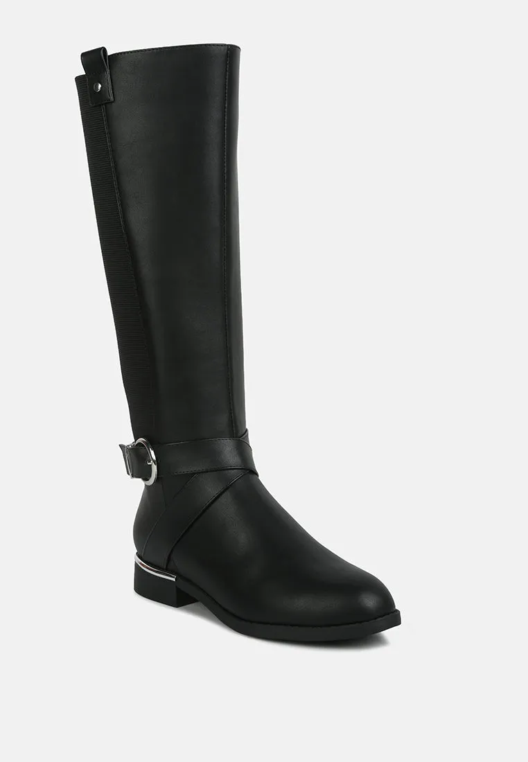Snowd belt embellished knee high boots