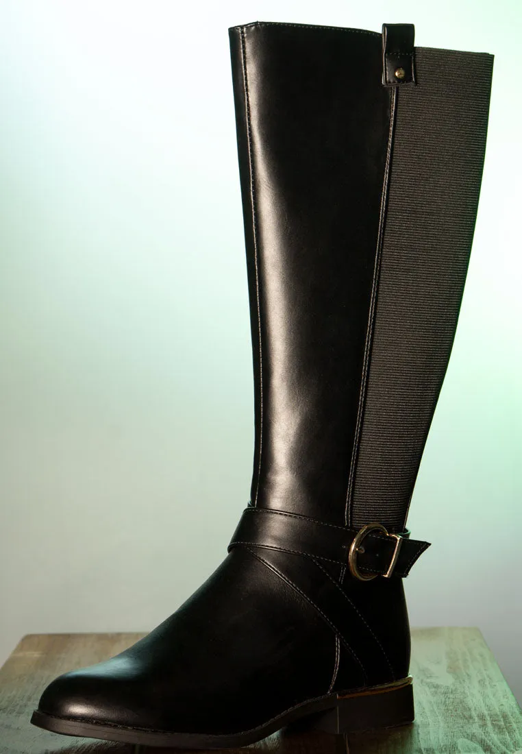 Snowd belt embellished knee high boots