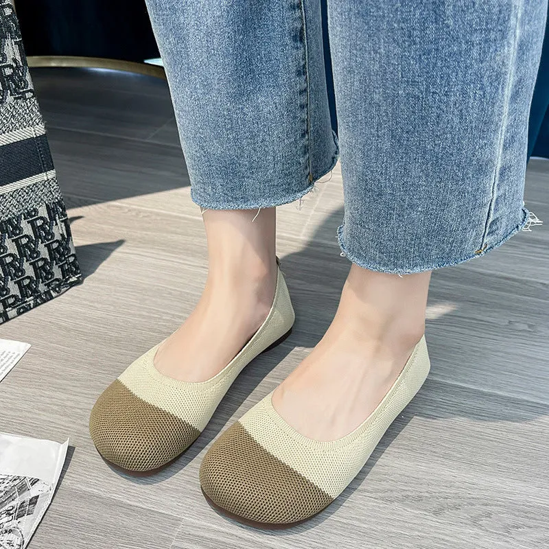 Summer round head woven soft-soled breathable loafers