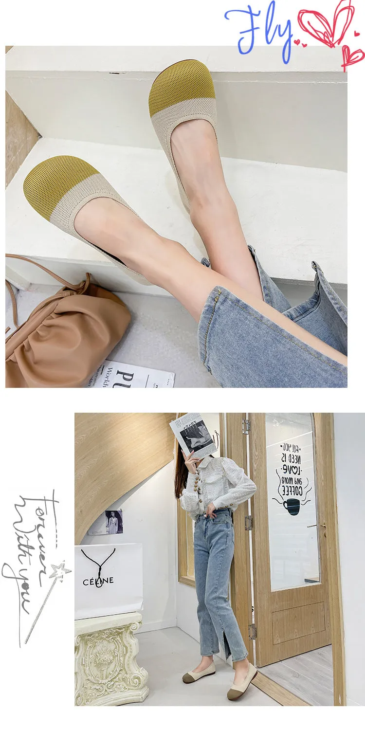 Summer round head woven soft-soled breathable loafers
