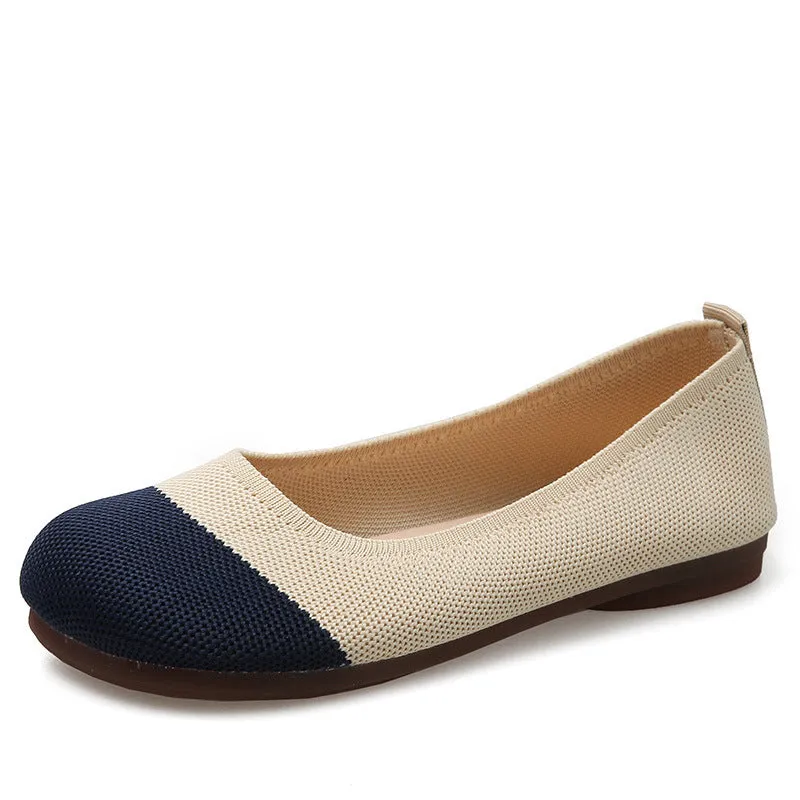 Summer round head woven soft-soled breathable loafers