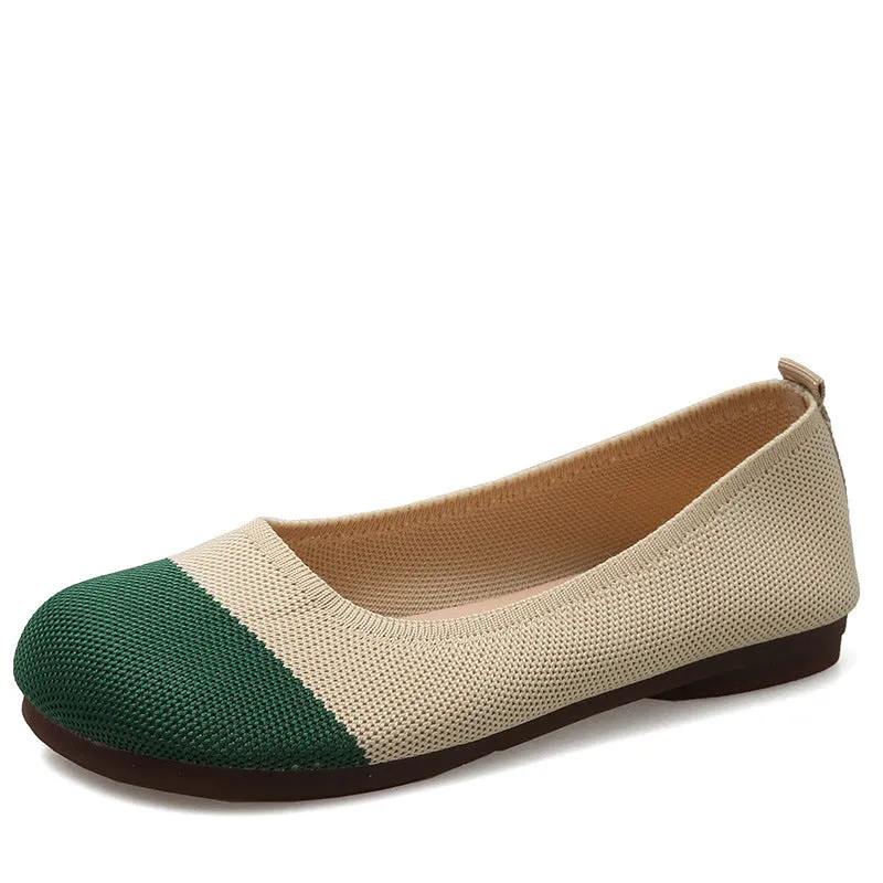 Summer round head woven soft-soled breathable loafers