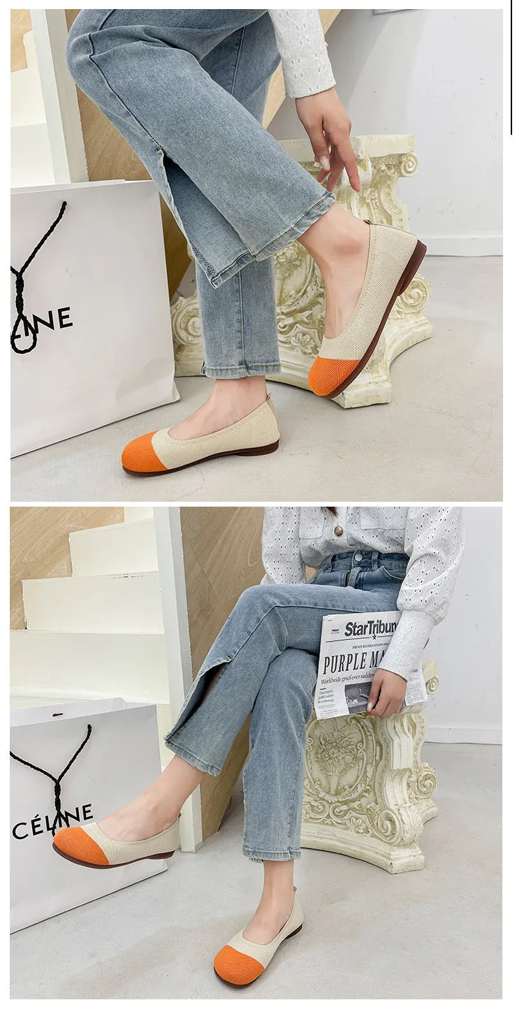 Summer round head woven soft-soled breathable loafers