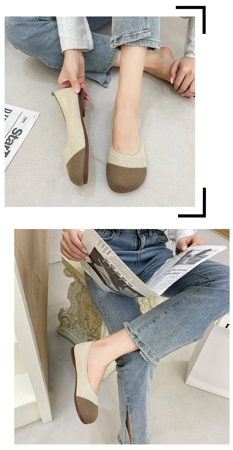 Summer round head woven soft-soled breathable loafers