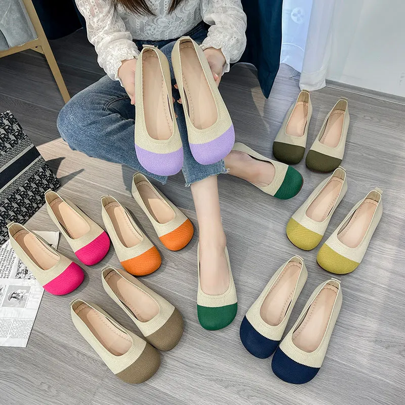 Summer round head woven soft-soled breathable loafers