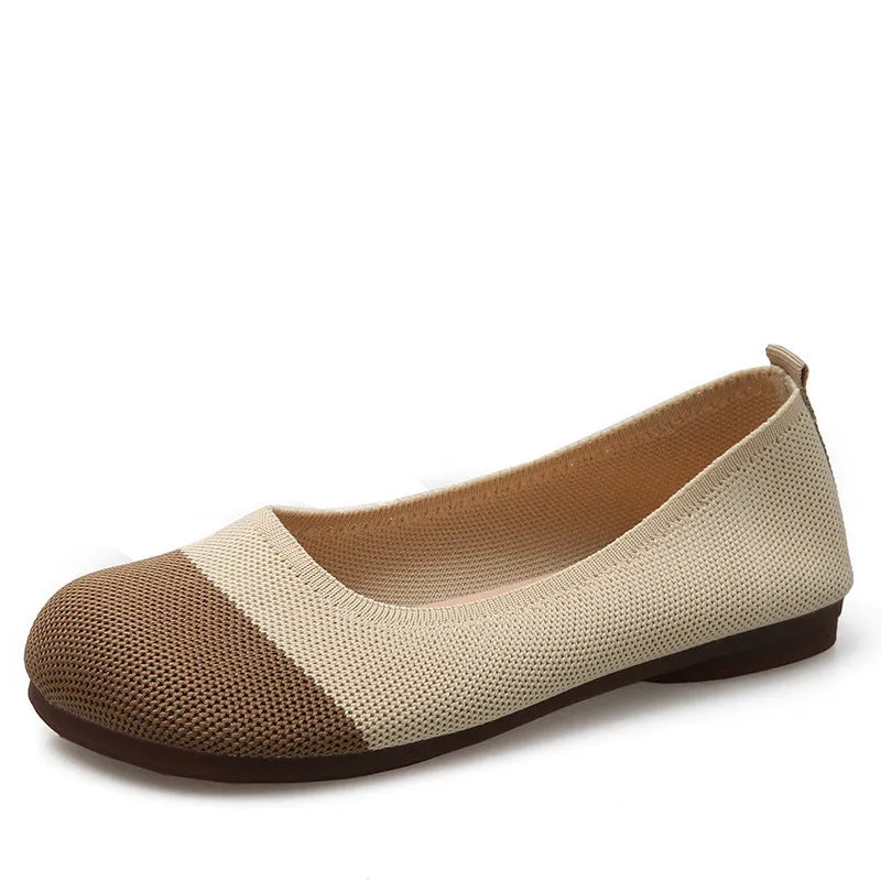Summer round head woven soft-soled breathable loafers