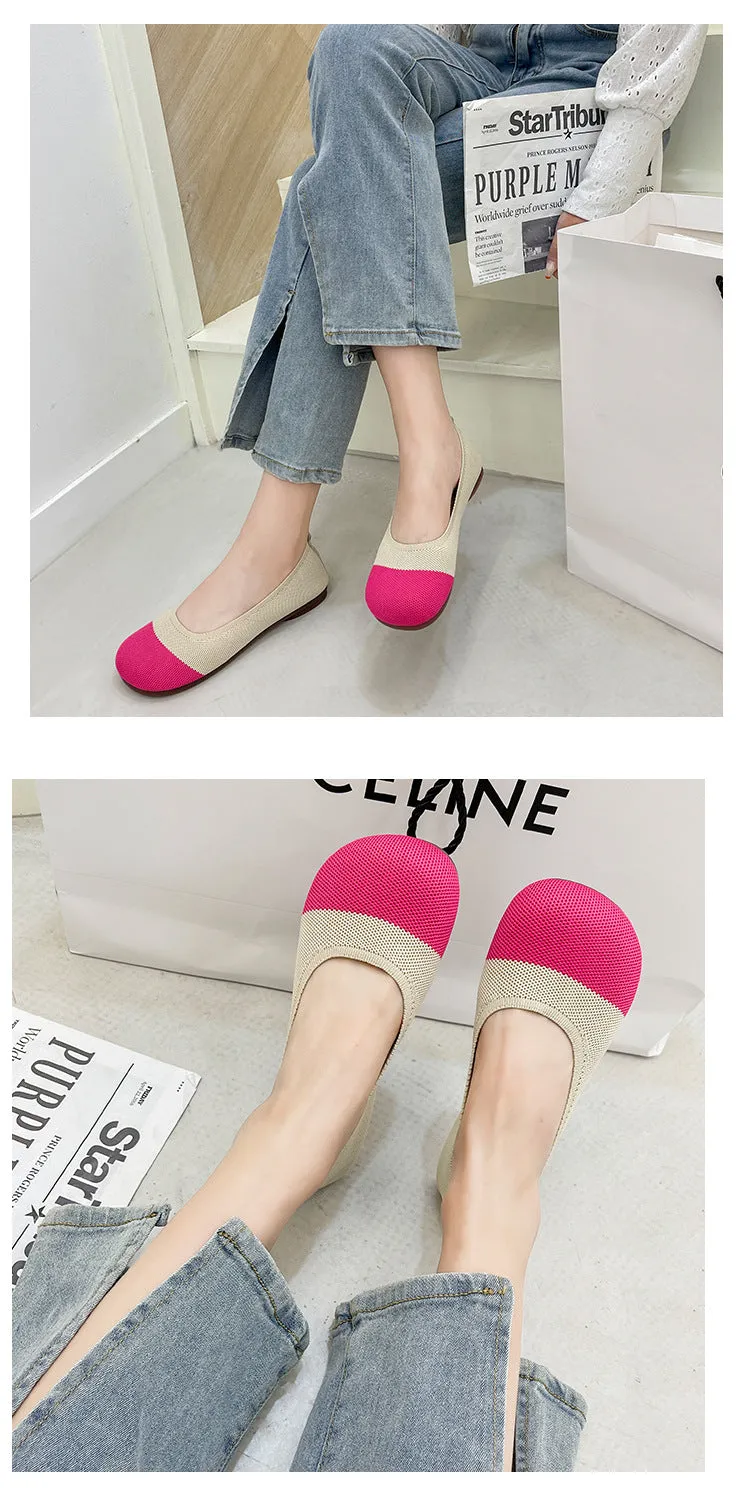 Summer round head woven soft-soled breathable loafers