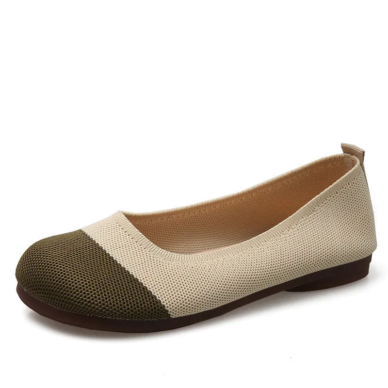 Summer round head woven soft-soled breathable loafers