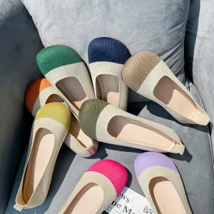 Summer round head woven soft-soled breathable loafers