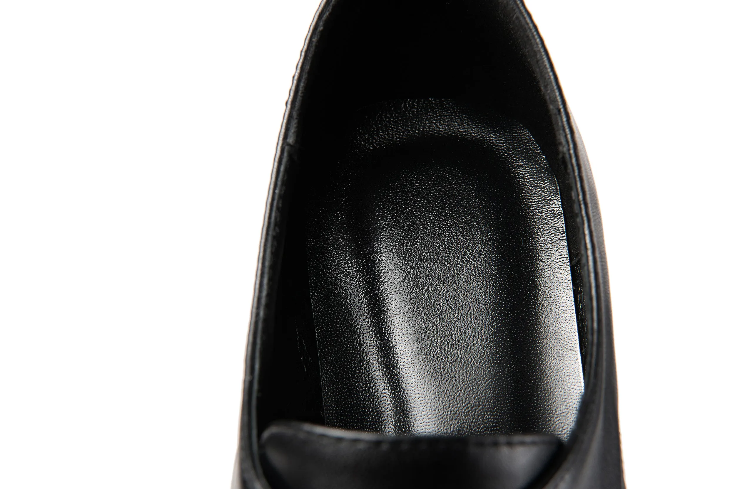 TinaCus Genuine Leather Women's Handmade Classic Square Toe Chunky Heel Lace Up Oxford Pump Shoes