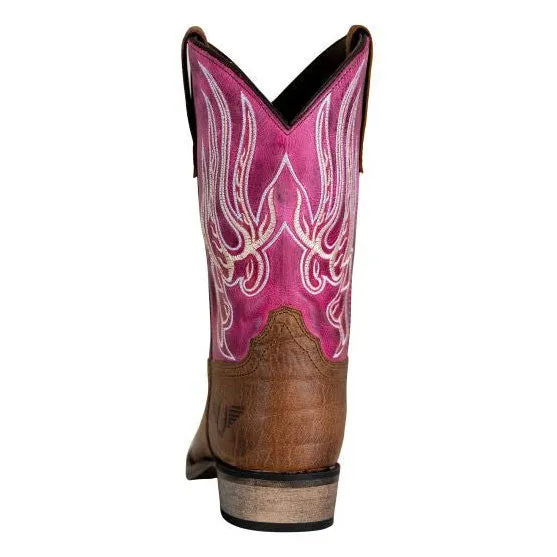 TuffRider Toddlers Arches Flame Embroidered Pink Shaft Square Toe Western Boots