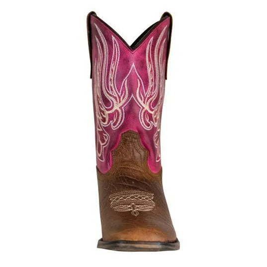 TuffRider Toddlers Arches Flame Embroidered Pink Shaft Square Toe Western Boots